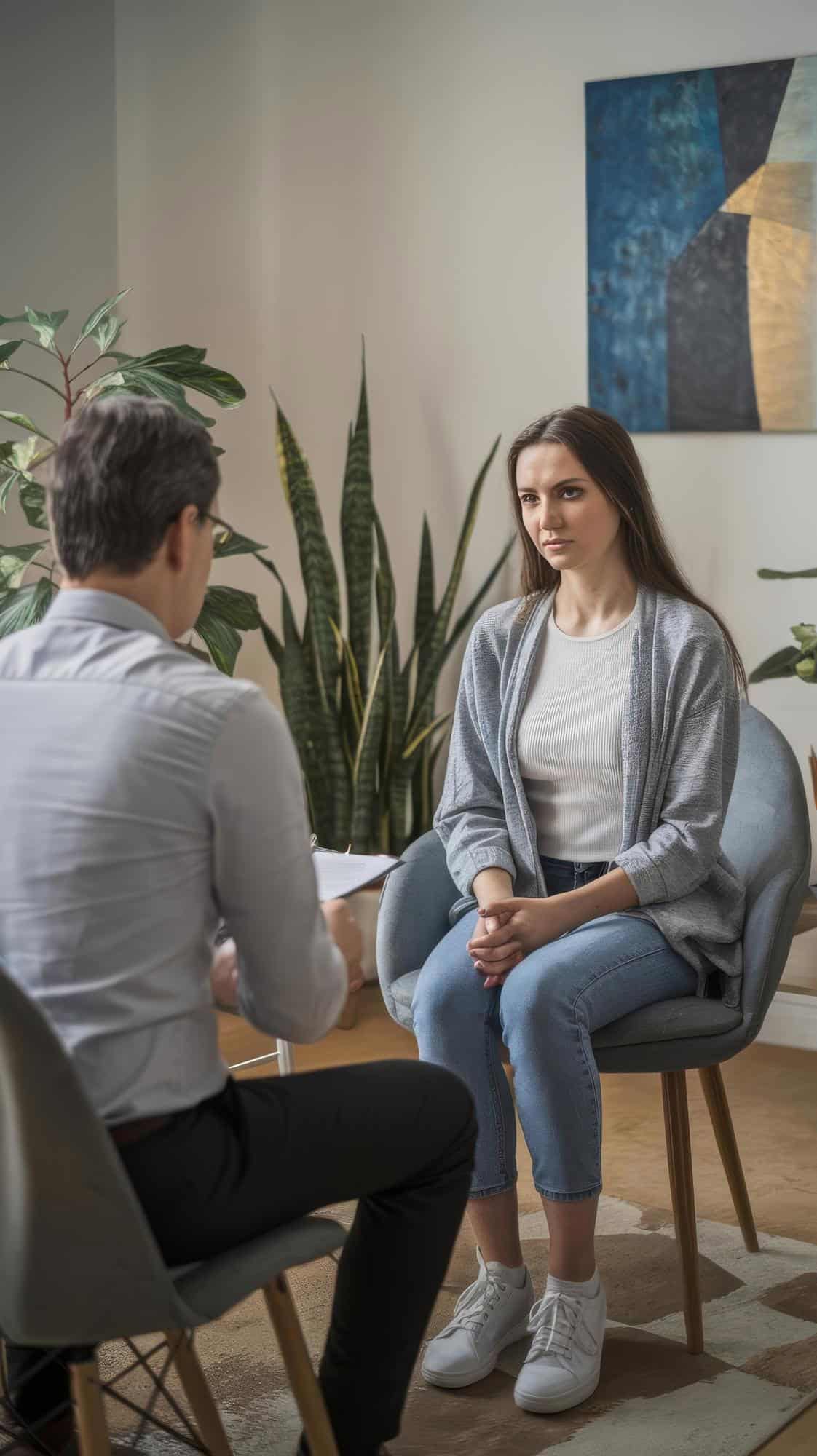Young woman participating in a therapy session at Redstone Behavioral Healthin Bowling Green, KY.
