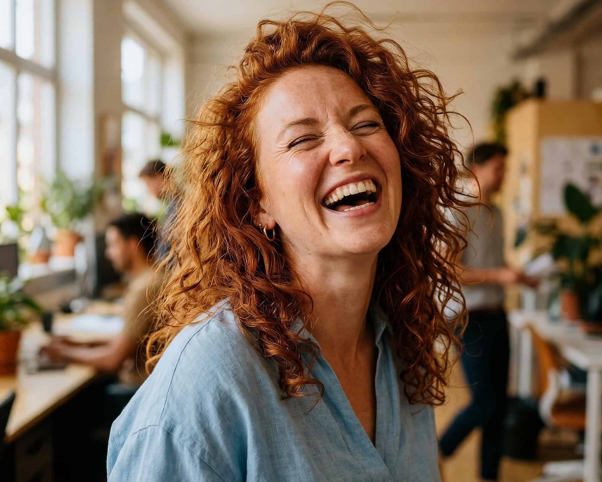 Happy woman smiling during a therapy session at Redstone Behavioral Health's addiction treatment center in Bowling Green, KY.